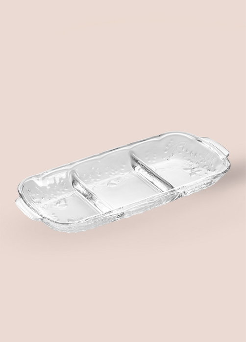 Hermia CAM0501 Plato para Servir Pasteles de Vidrio Transparente Elegante y Duradero Apto para Lavavajillas 31x13x4 cm